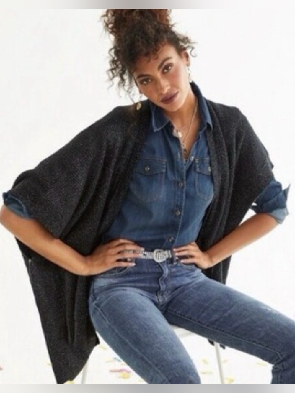 CAbi Luxury Black Oversized Poncho